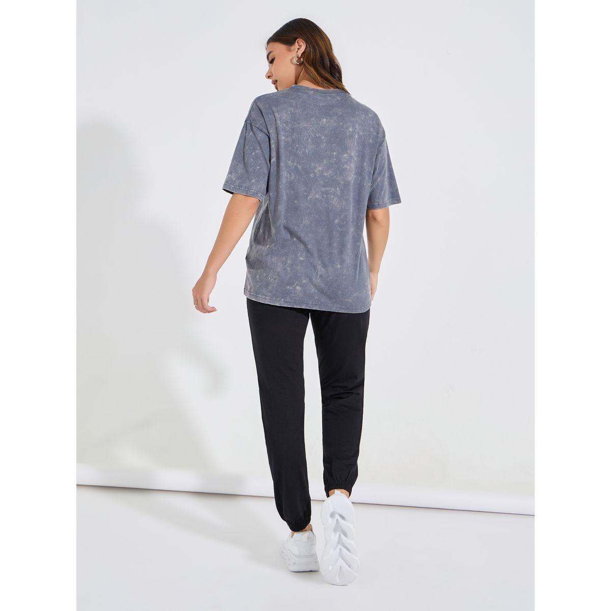 Styli Acid Wash T-Shirt with Joggers Co-Ord Set-women-clothing-coordsets-image-5