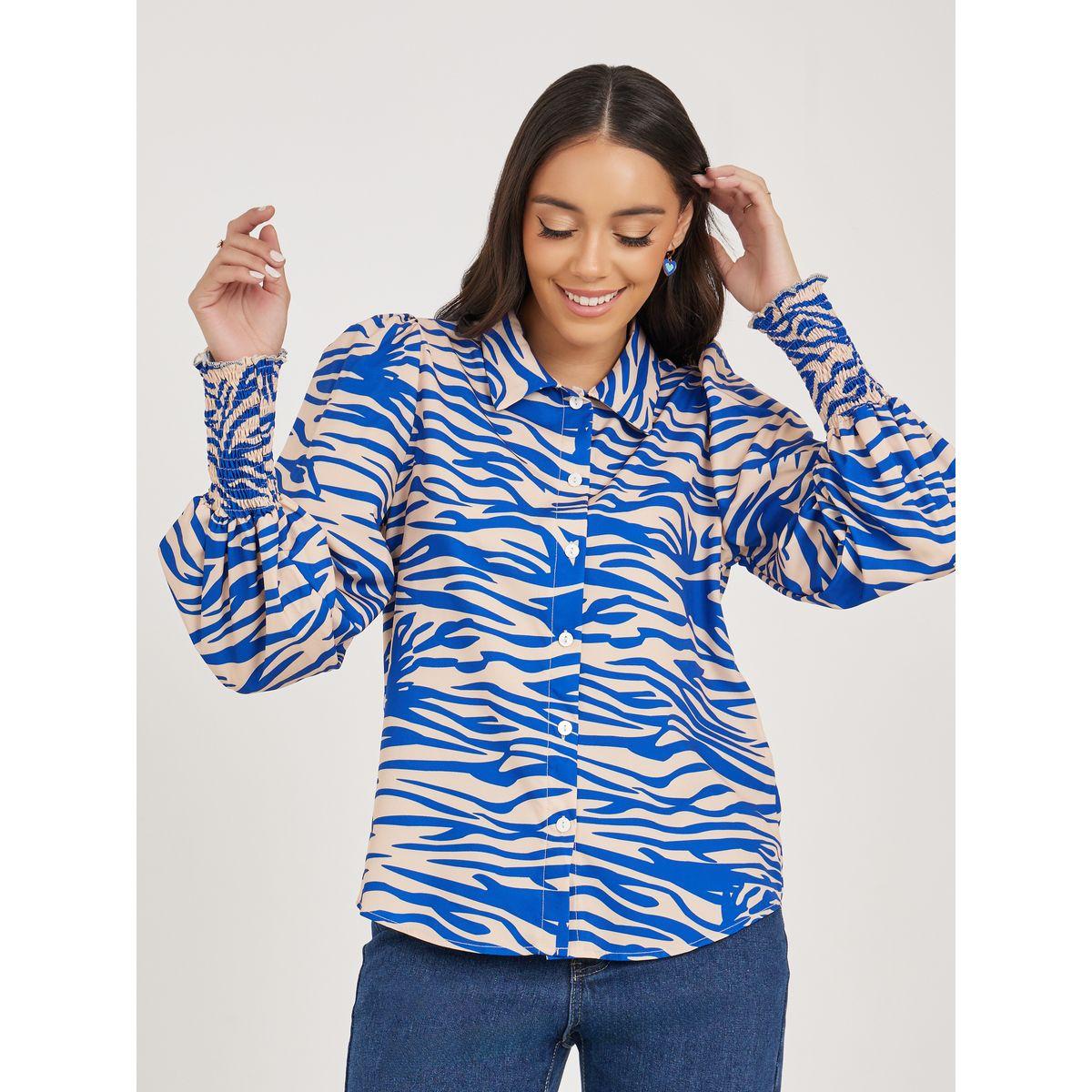 Styli Animal Print Regular Fit Shirt with Cuffed Sleeves-women-clothing-shirtsandblouses-shirts-image-2