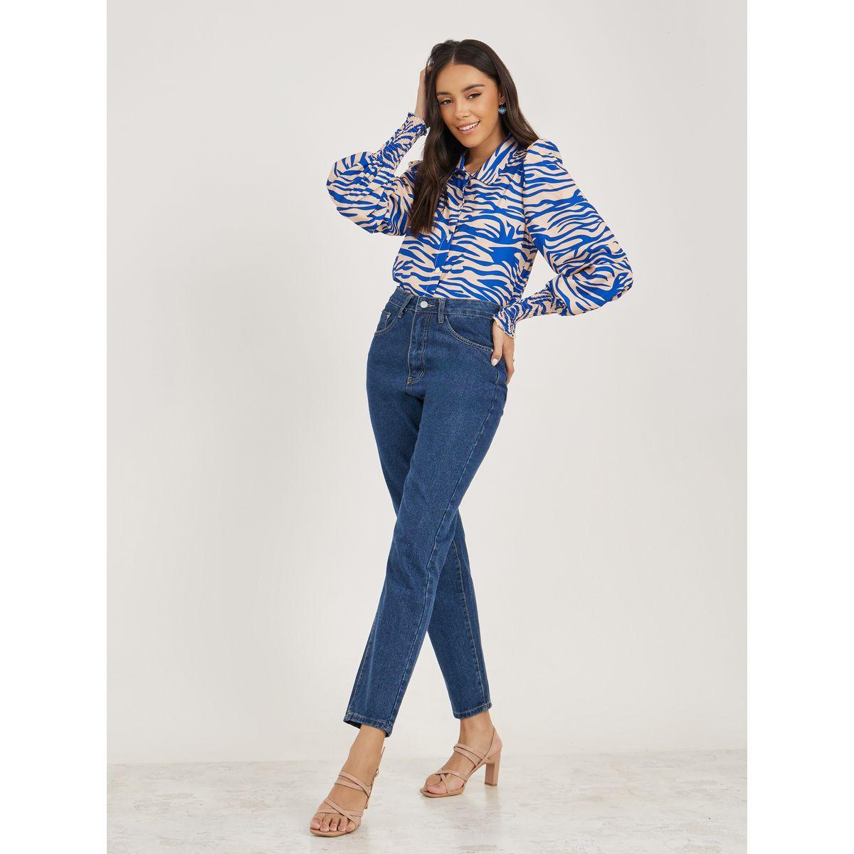 بلوزة بقصة عادية وطبعة حيوان مع اكمام مكبلة-women-clothing-shirtsandblouses-shirts-image-3