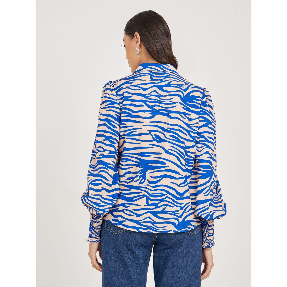 بلوزة بقصة عادية وطبعة حيوان مع اكمام مكبلة-women-clothing-shirtsandblouses-shirts-image-5
