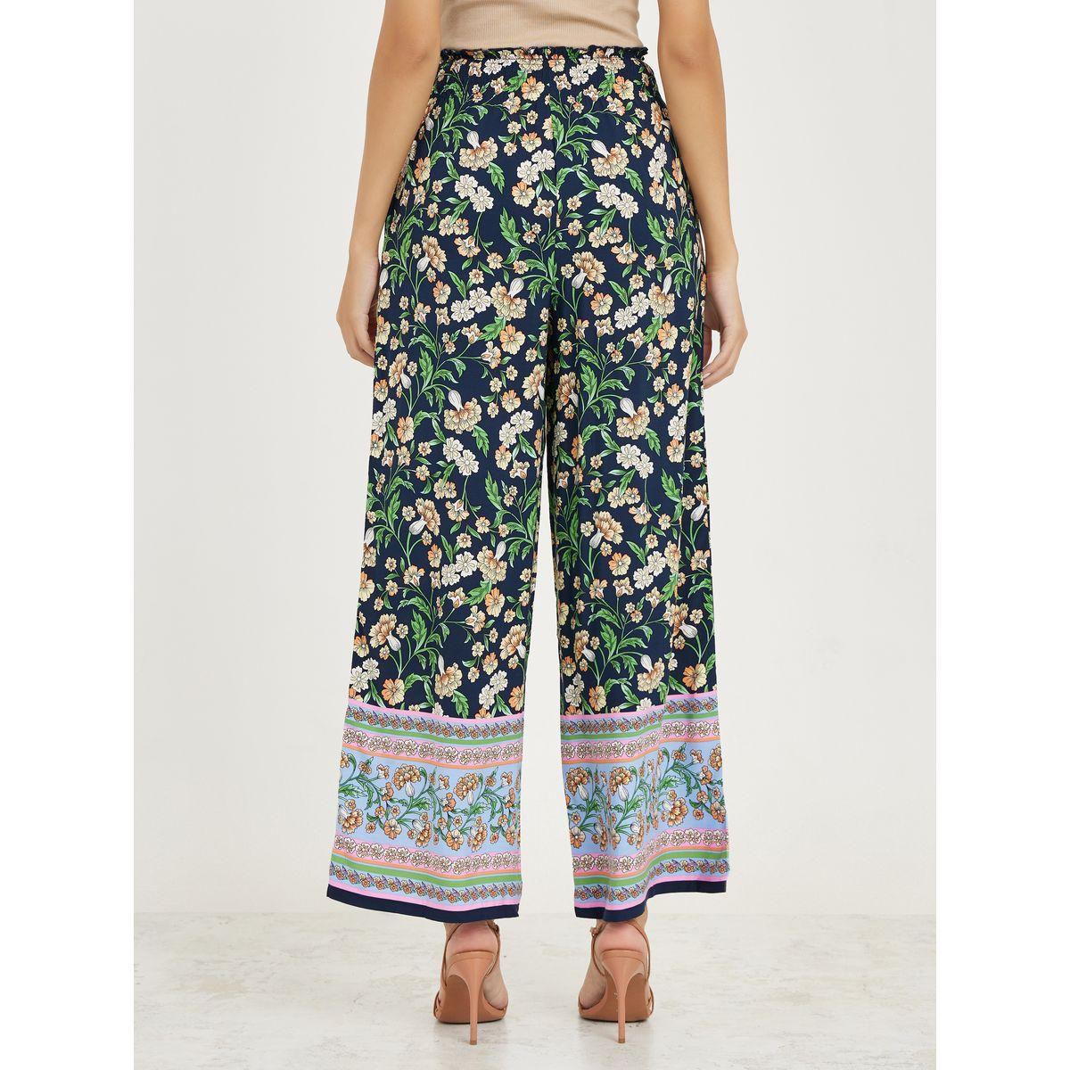 Styli All Over Print Smocking Waistband Straight Leg Pants-women-clothing-bottoms-trousers-image-4