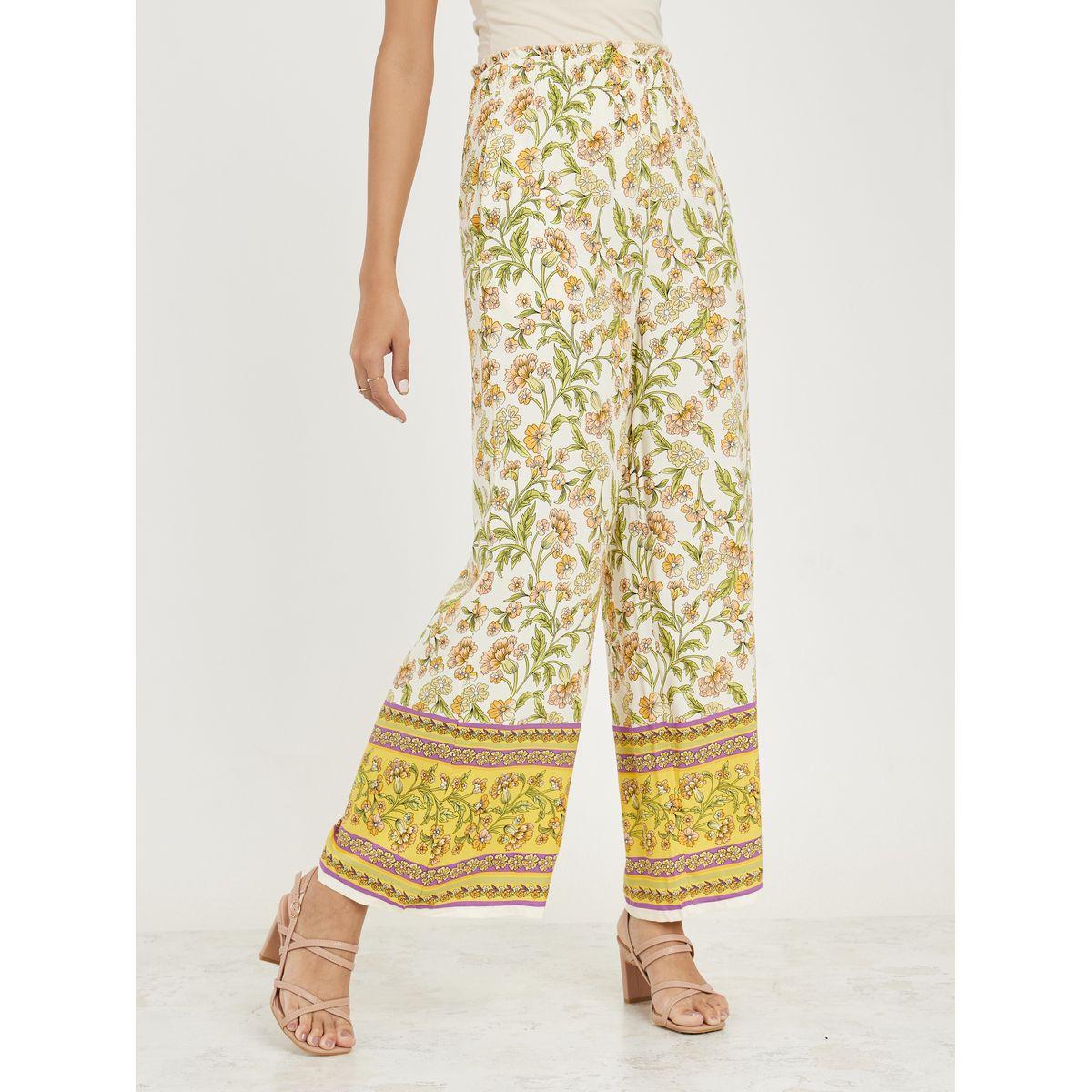 Styli All Over Print Smocking Waistband Straight Leg Pants-women-clothing-bottoms-trousers-image-1