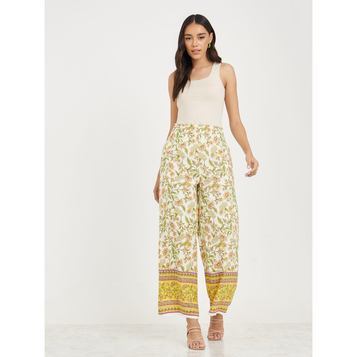 Styli All Over Print Smocking Waistband Straight Leg Pants-women-clothing-bottoms-trousers-image-2