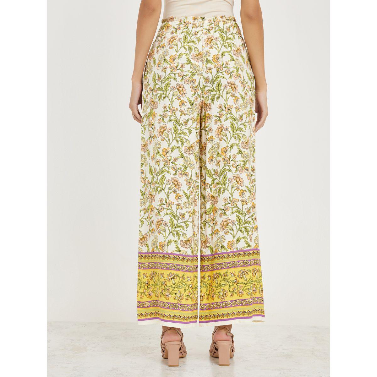 Styli All Over Print Smocking Waistband Straight Leg Pants-women-clothing-bottoms-trousers-image-4