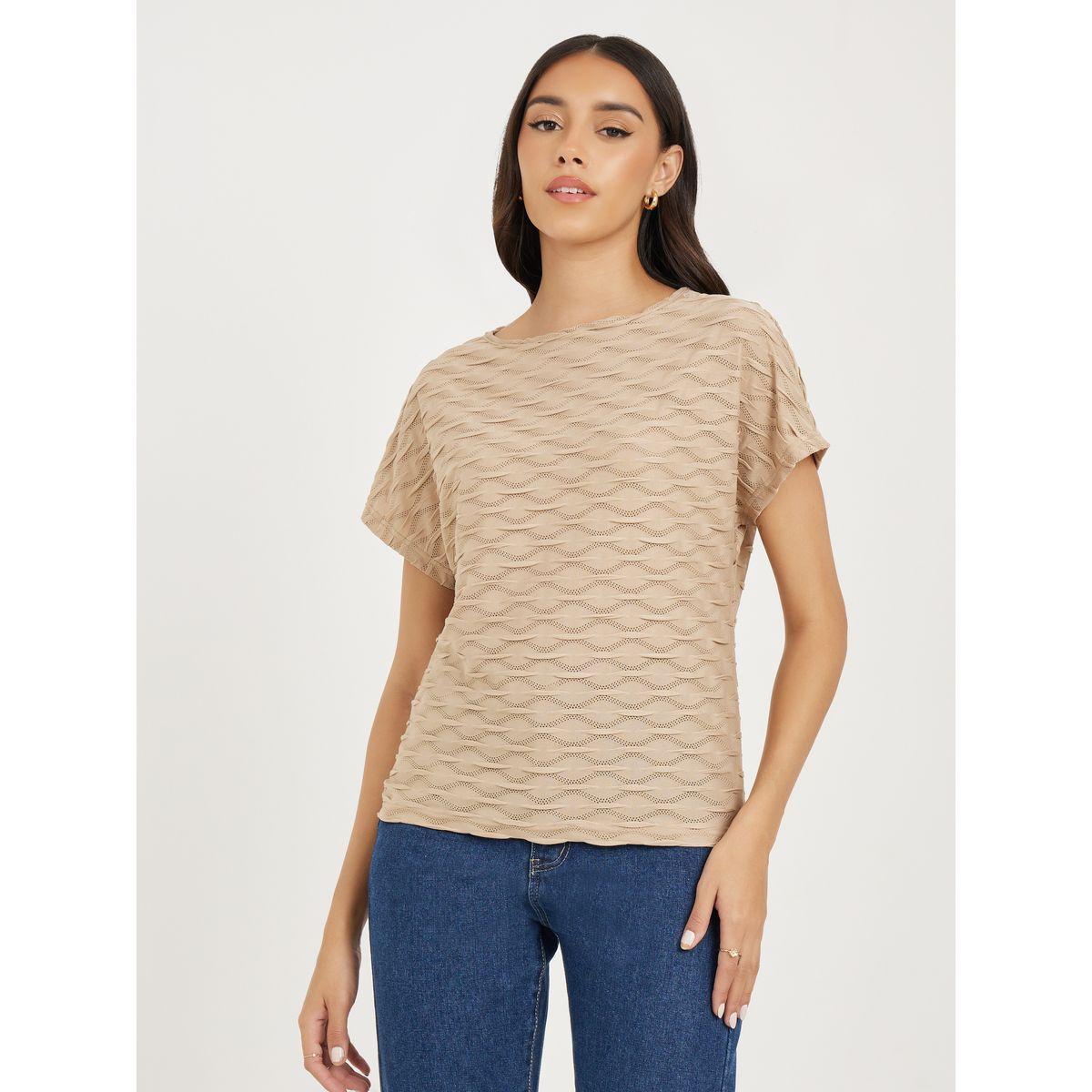 Styli Textured Round Neck Knit Top-women-clothing-shirtsandblouses-blouses-image-1
