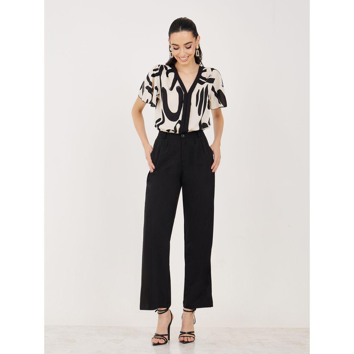 Styli V Neck Graphic Print Bodysuit with Frill Sleeves-women-clothing-tshirts-image-3