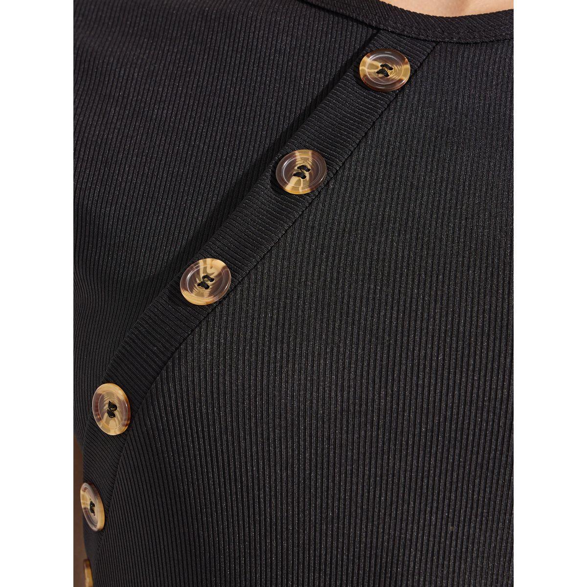 Styli Solid Rib Button Trim Bodysuit-women-clothing-tshirts-image-4