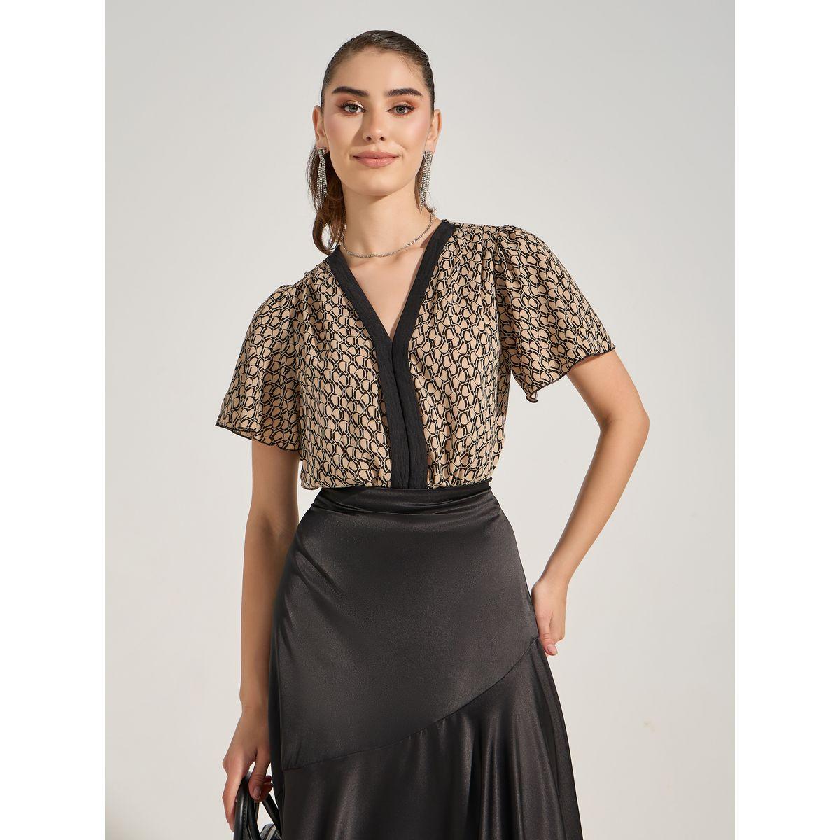 بودي سوت بطبعة هندسية مع اكمام بكشكش-women-clothing-tshirts-image-3