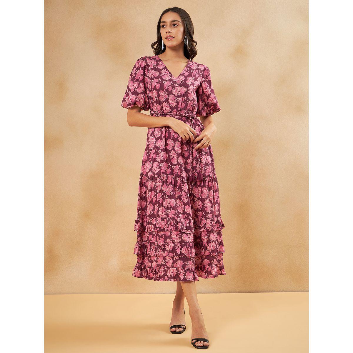 فستان ميدي بكسرات مع رباط خصر فِميلا × ستايلي-women-clothing-dresses-image-1