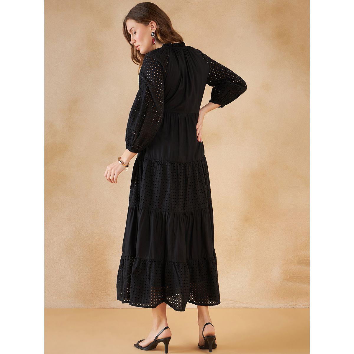 فستان طويل بكسرات مع فتحات صغيرة فِميلا × ستايلي-women-clothing-dresses-image-2