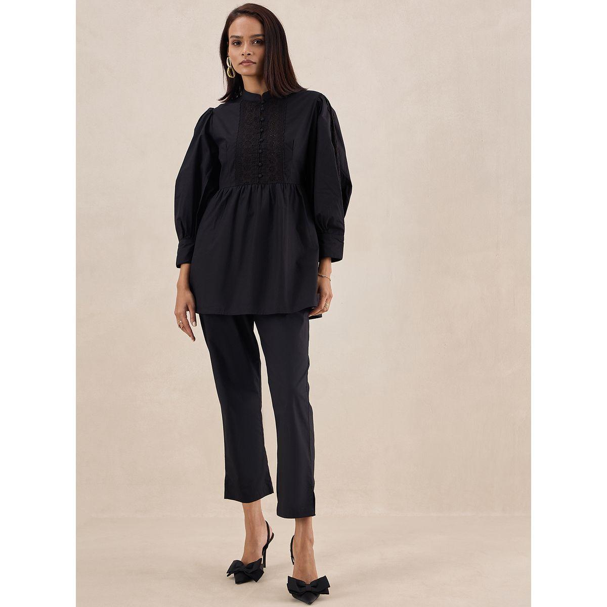 Femmella X Styli  Cotton Poplin Lace Detail Top & Pants Co-Ords-women-clothing-coordsets-image-1