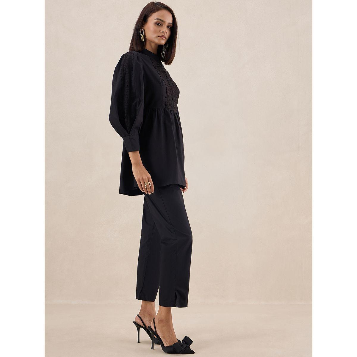 Femmella X Styli  Cotton Poplin Lace Detail Top & Pants Co-Ords-women-clothing-coordsets-image-3