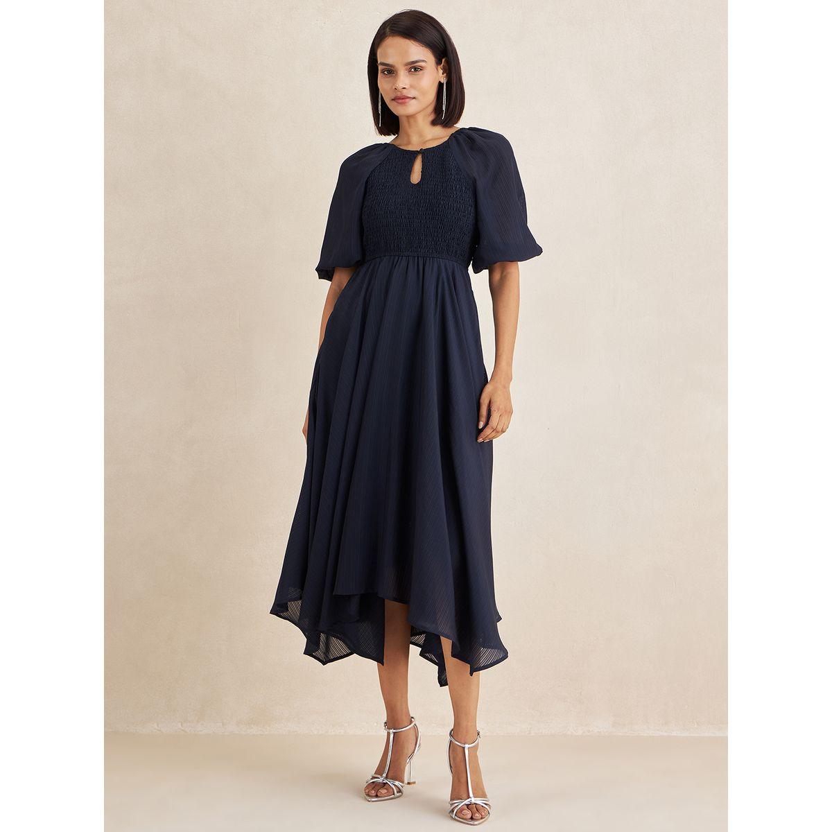 فستان ميدي بحافة غير متماثلة الطول فِميلا × ستايلي-women-clothing-dresses-image-1