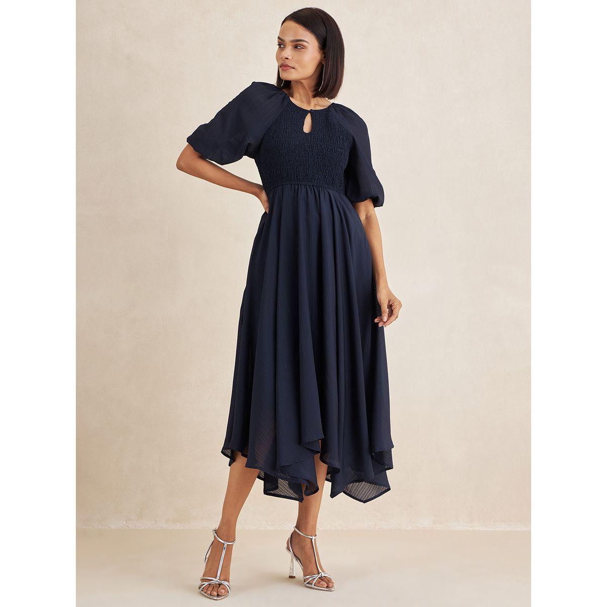 فستان ميدي بحافة غير متماثلة الطول فِميلا × ستايلي-women-clothing-dresses-image-2