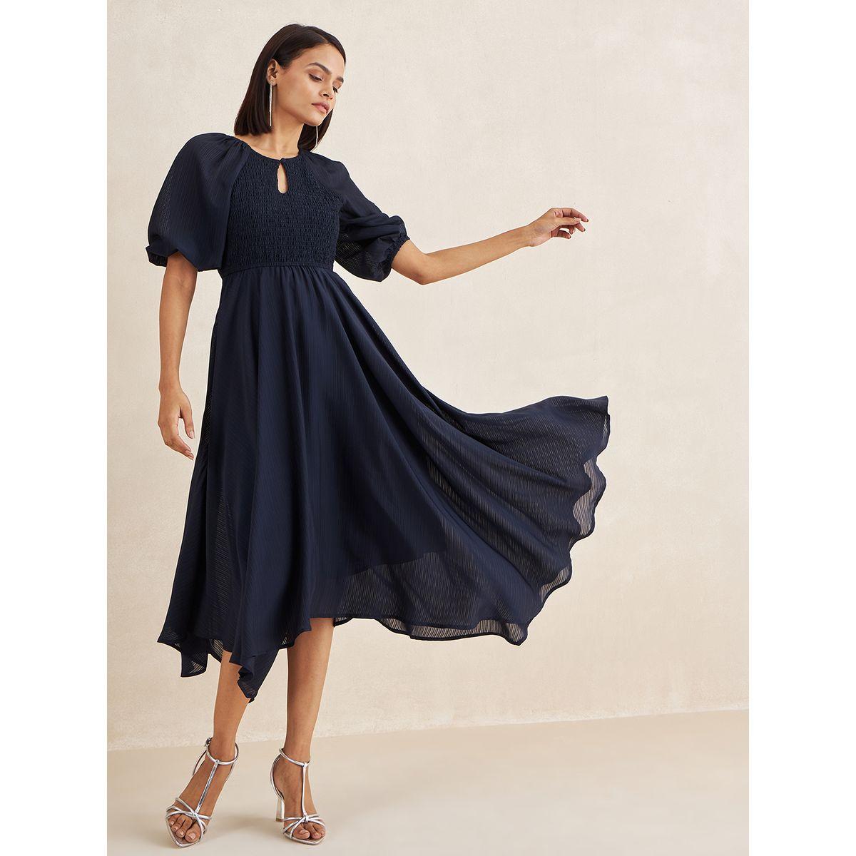 فستان ميدي بحافة غير متماثلة الطول فِميلا × ستايلي-women-clothing-dresses-image-5