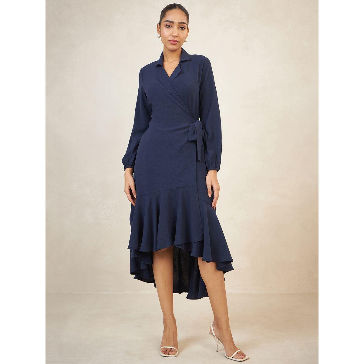 Femmella X Styli  Frill High Low Hem Wrap Midi Dress-women-clothing-dresses-image-1