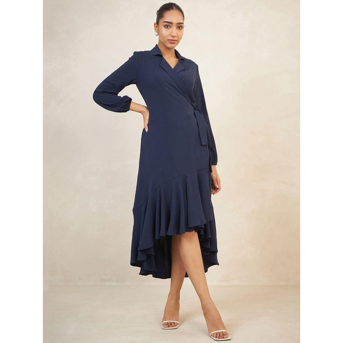 Femmella X Styli  Frill High Low Hem Wrap Midi Dress-women-clothing-dresses-image-5