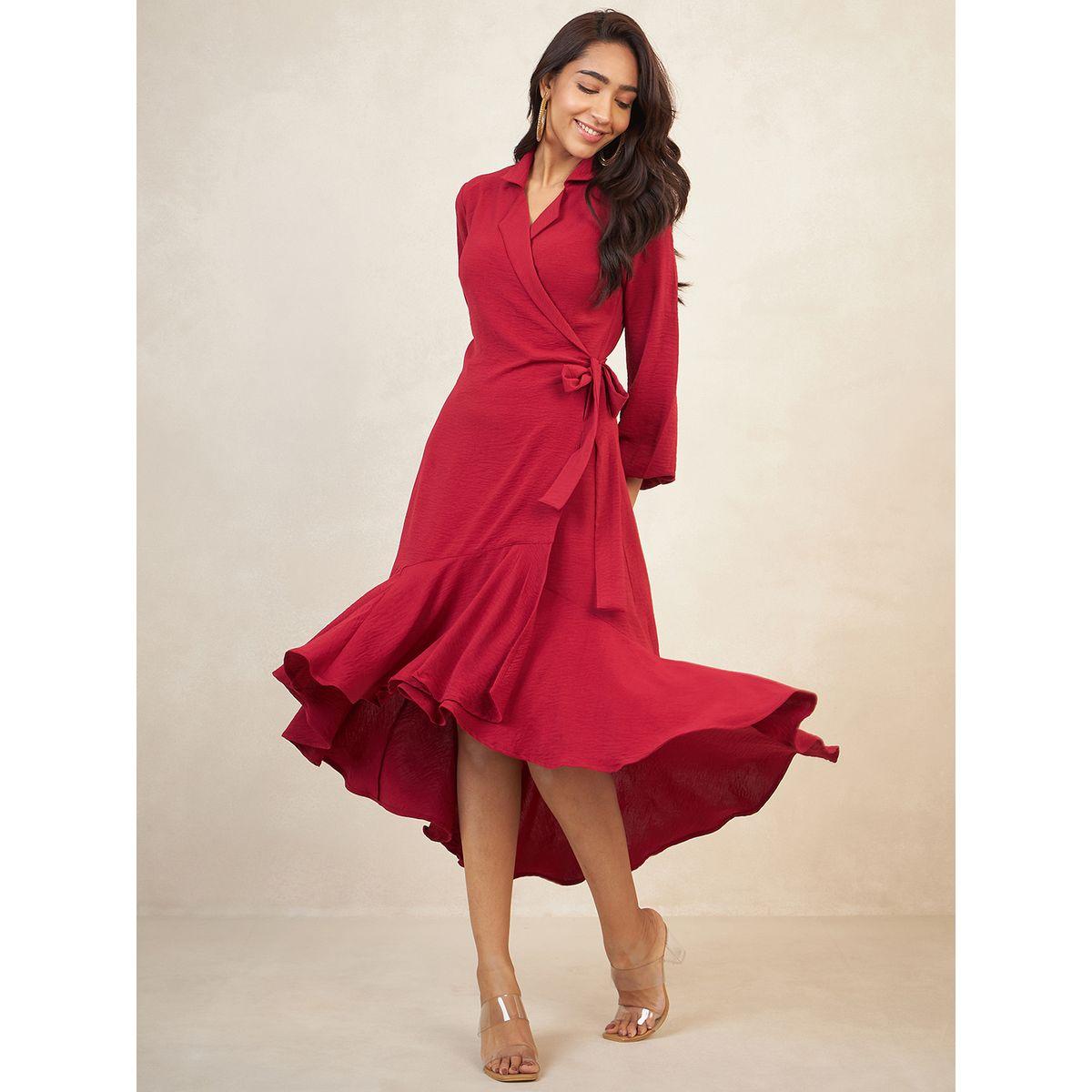 Femmella X Styli  Frill High Low Hem Wrap Midi Dress-women-clothing-dresses-image-6