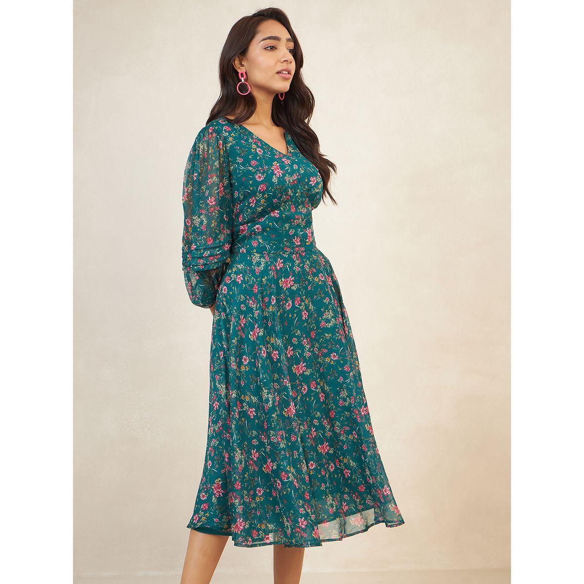 فستان ميدي بنمط كورسيه مع طبعة زهور فِميلا × ستايلي-women-clothing-dresses-image-2