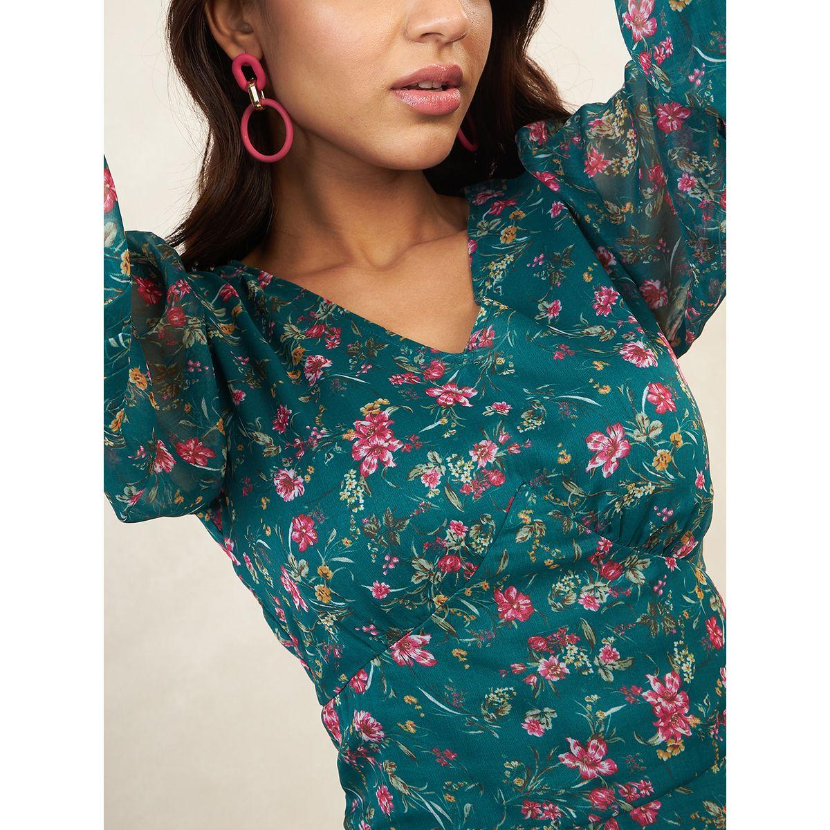 فستان ميدي بنمط كورسيه مع طبعة زهور فِميلا × ستايلي-women-clothing-dresses-image-4