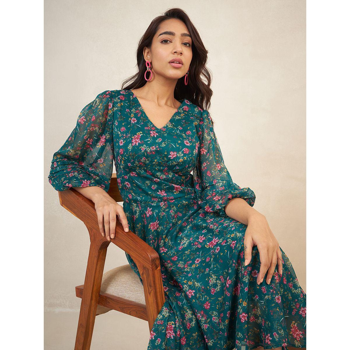 فستان ميدي بنمط كورسيه مع طبعة زهور فِميلا × ستايلي-women-clothing-dresses-image-7