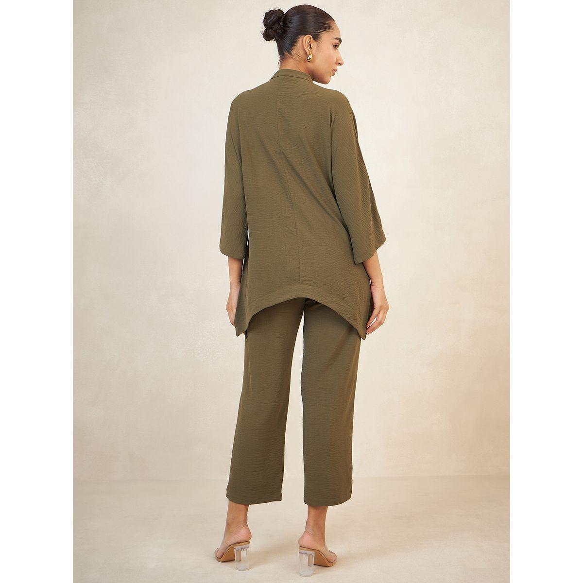 طقم منسق من بنطال مع بلوزة بتفاصيل محزوزة فِميلا × ستايلي-women-clothing-coordsets-image-4