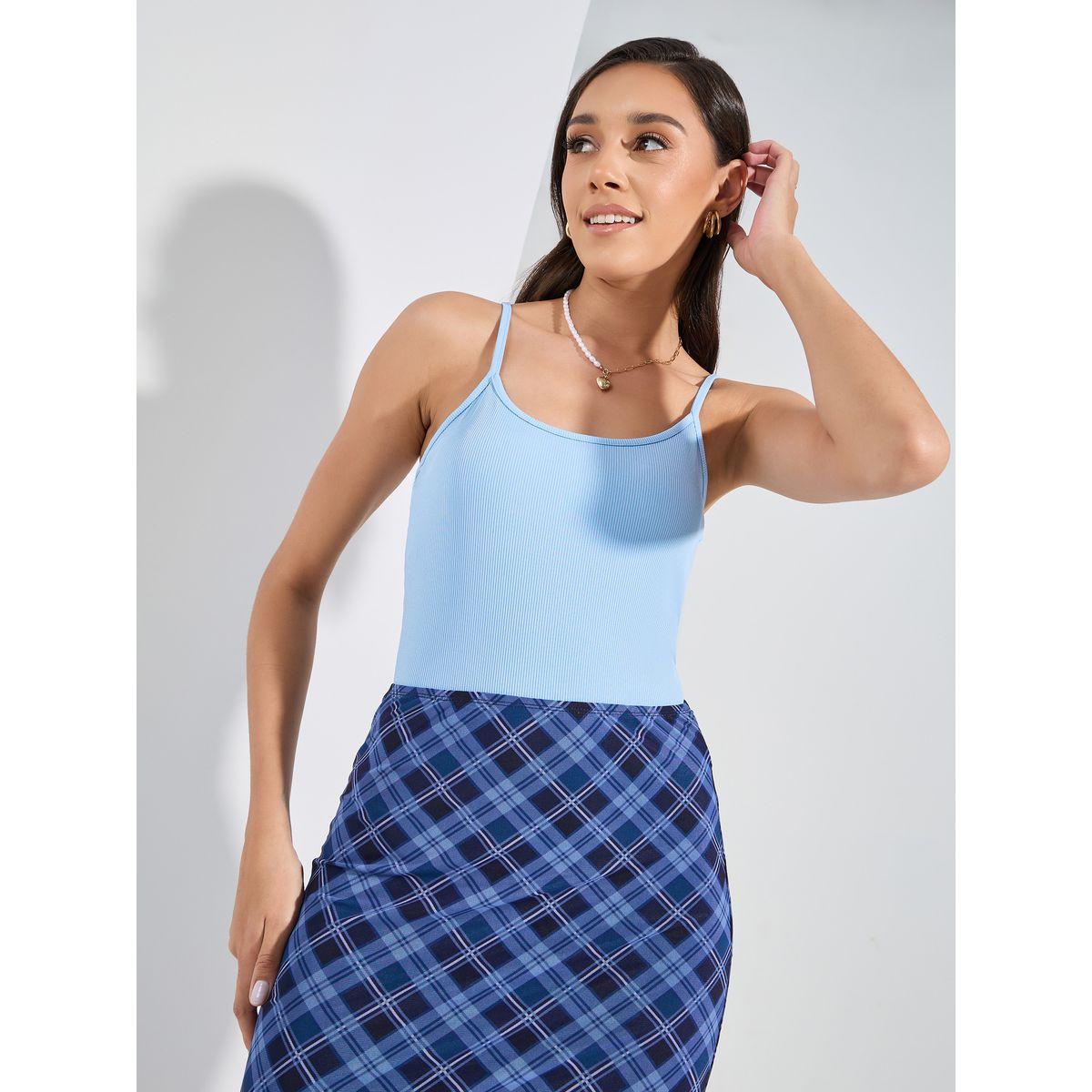 Styli Solid Rib Knit Cami Style Bodysuit-women-clothing-tshirts-image-3