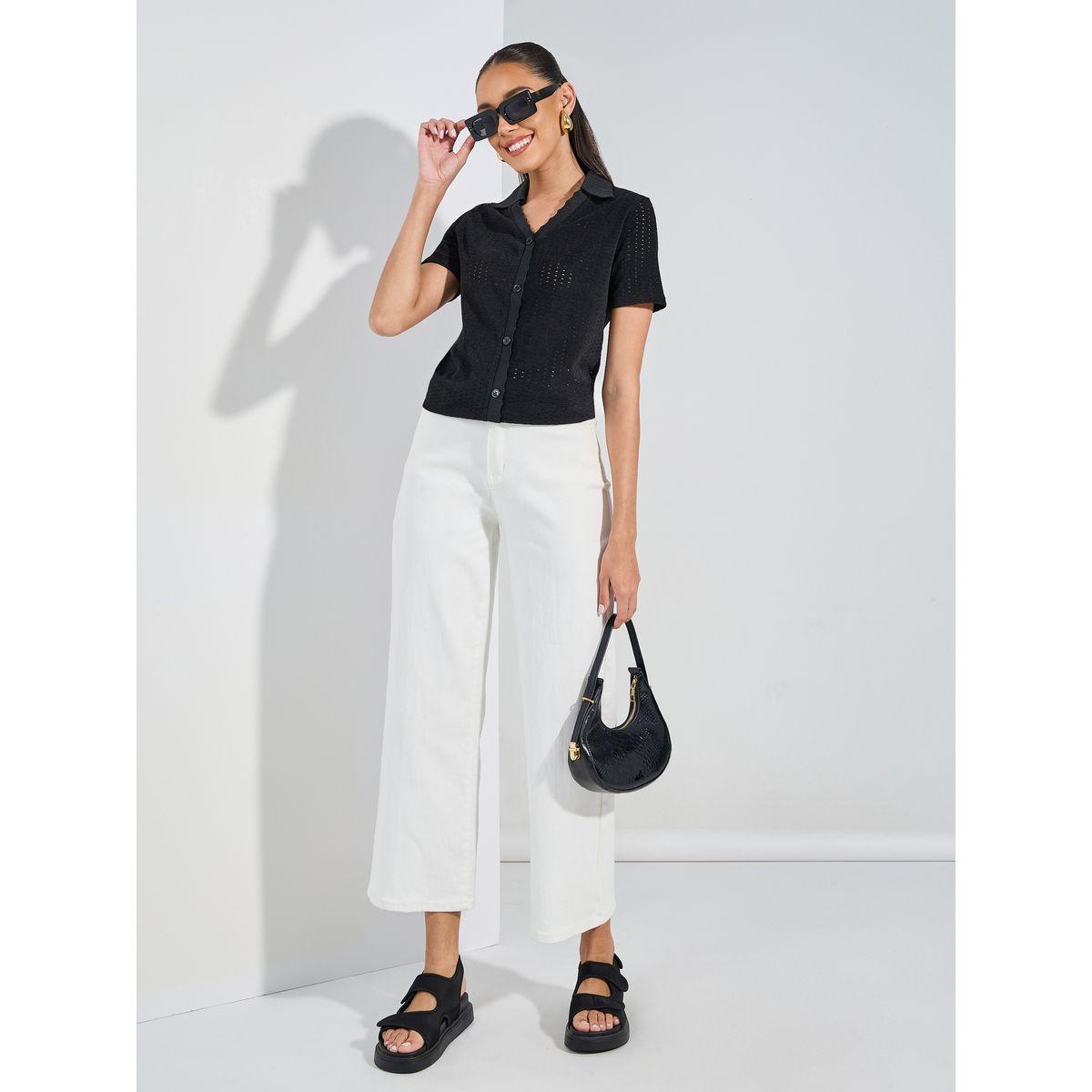 Styli  Knitted Scallop Detail with Half Sleeve Shirt-women-clothing-shirtsandblouses-shirts-image-2