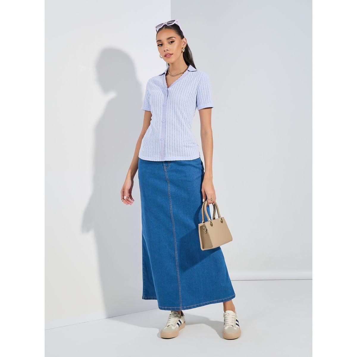 Styli Pointelle Knit Shirt with Scallop Detail-women-clothing-shirtsandblouses-shirts-image-2