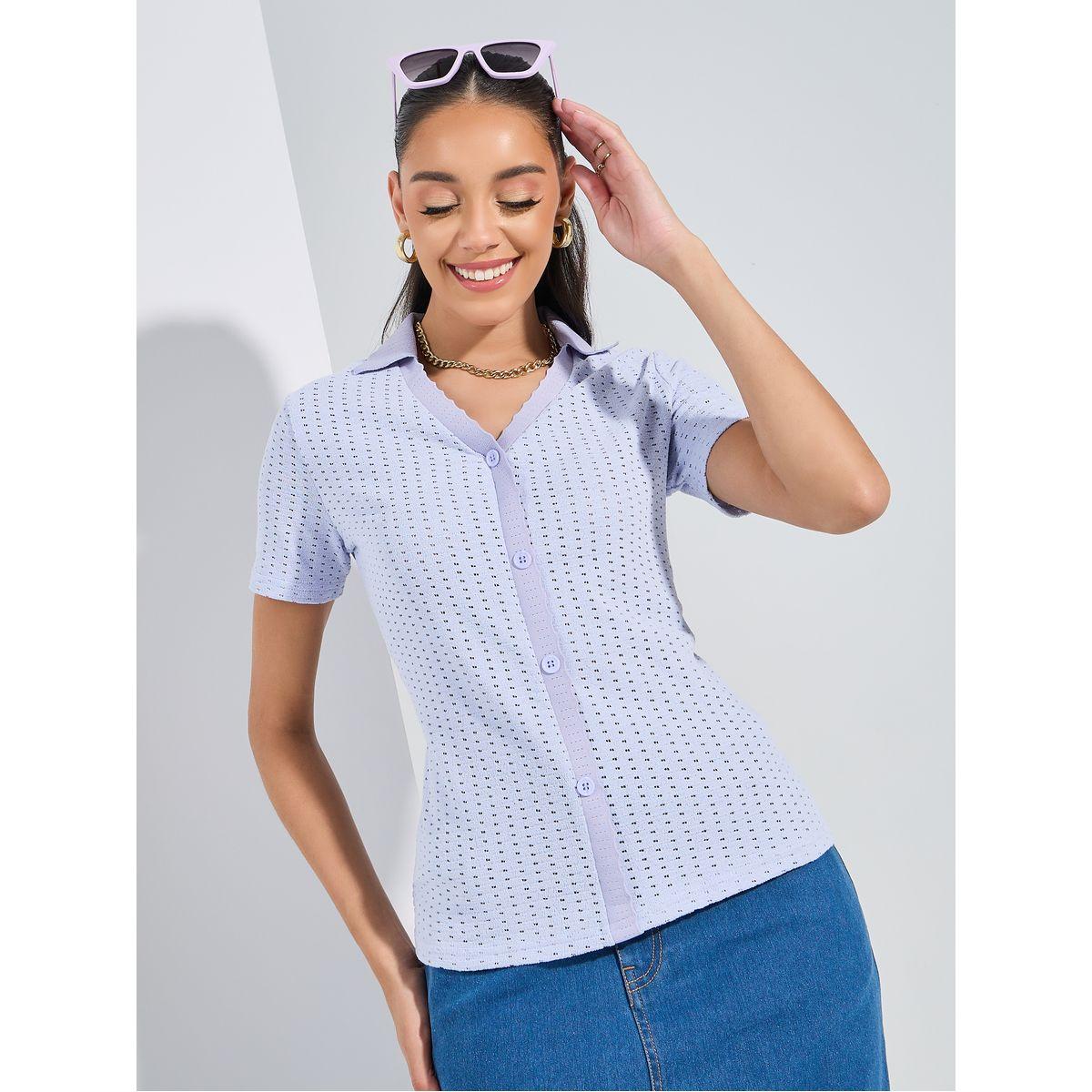 بلوزة محبوكة بتفاصيل صدفية مع نصف اكمام-women-clothing-shirtsandblouses-shirts-image-3