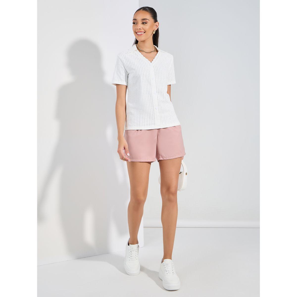 بلوزة محبوكة بتفاصيل صدفية مع نصف اكمام-women-clothing-shirtsandblouses-shirts-image-2