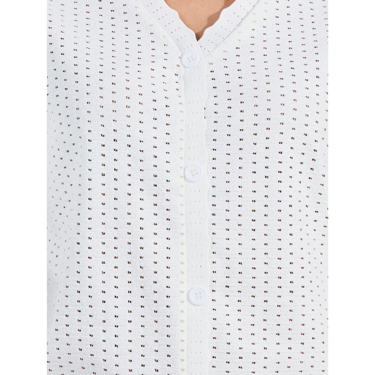 Styli  Knitted Scallop Detail with Half Sleeve Shirt-women-clothing-shirtsandblouses-shirts-image-4