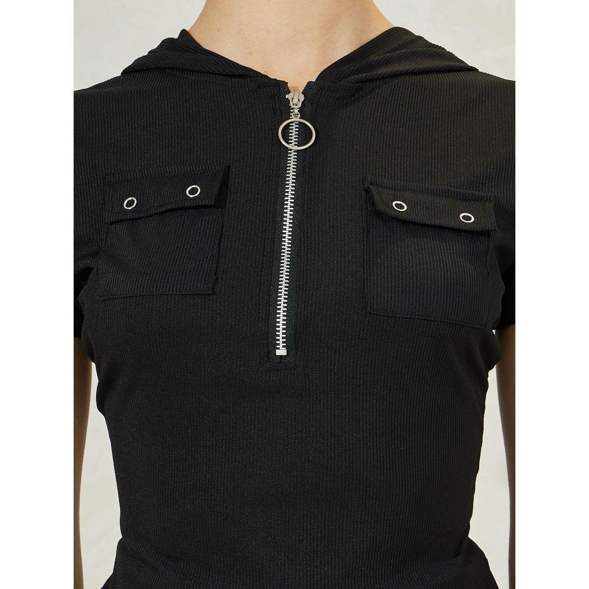 Styli Ribbed Fitted Polo T-Shirt with Flap Pocket-women-clothing-tshirts-image-4