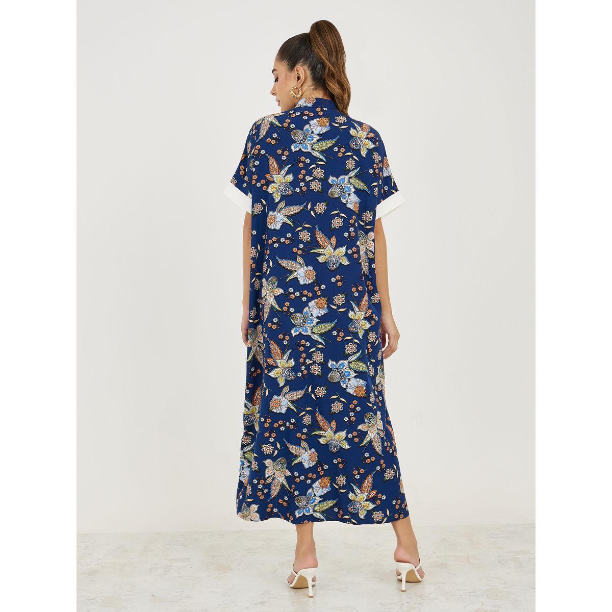 Styli Bohemian All Over Print Tie Up Neck Shirt Maxi Dress-women-clothing-dresses-image-4