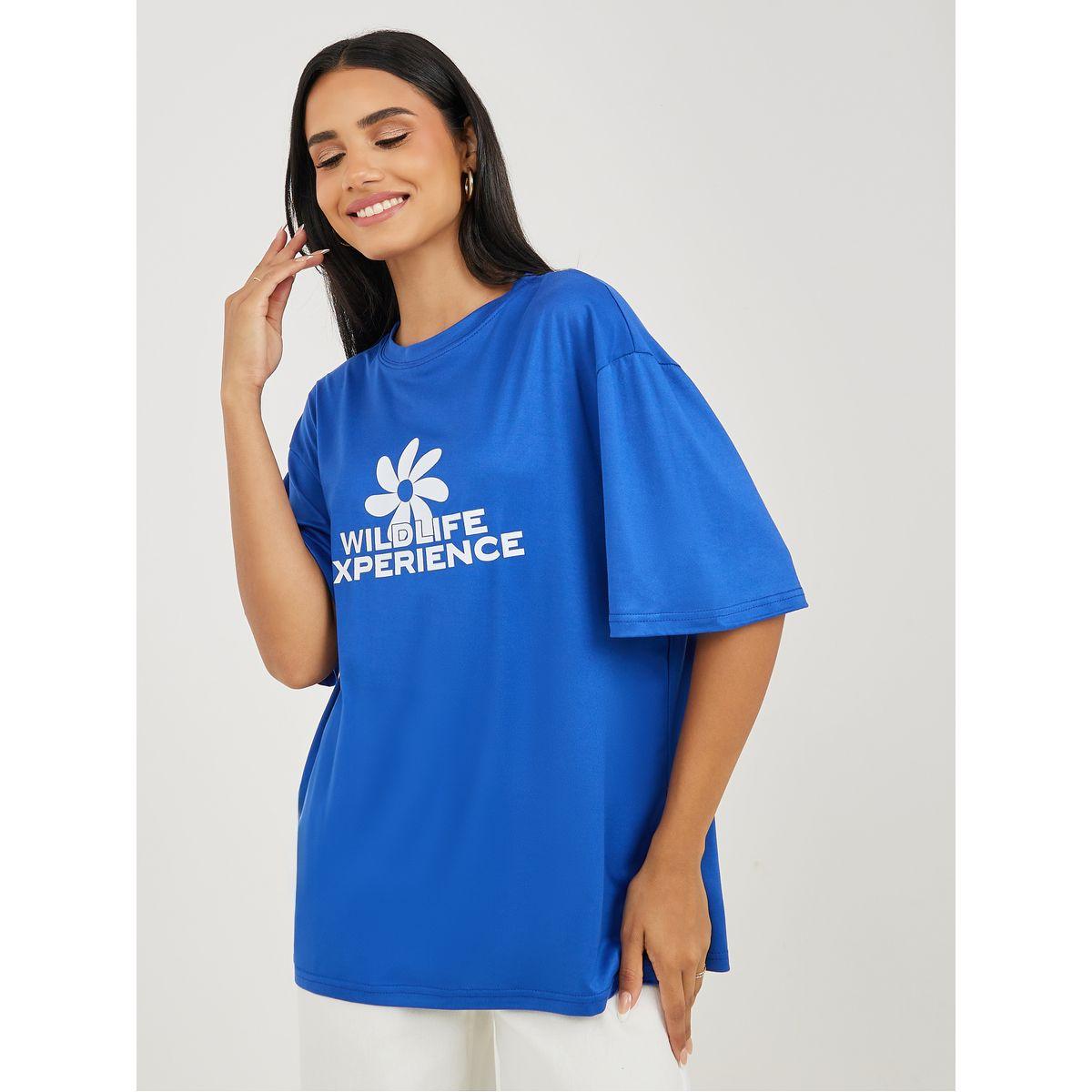 Styli Oversized Wildlife Graphic Print Drop Shoulder T-Shirt-women-clothing-tshirts-image-1