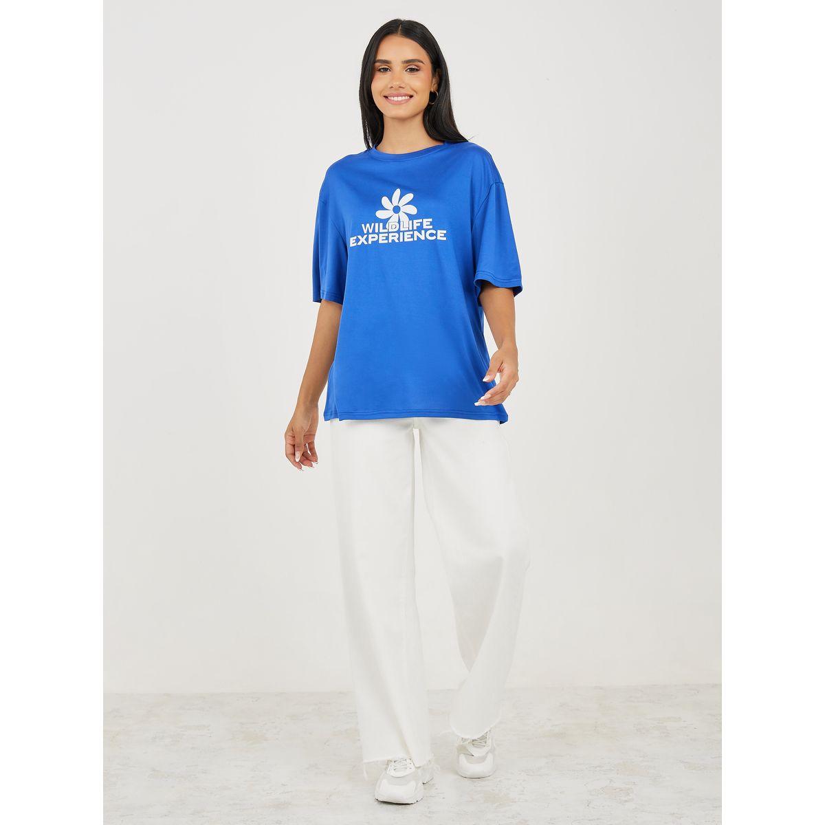 Styli Oversized Wildlife Graphic Print Drop Shoulder T-Shirt-women-clothing-tshirts-image-2