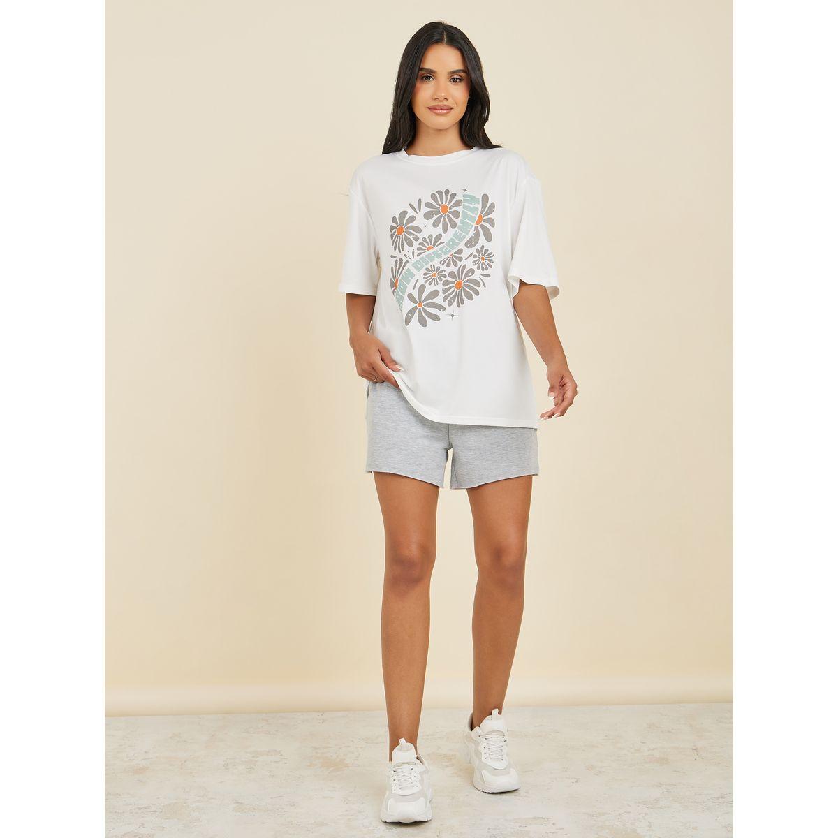 Styli Oversized Floral Graphic Print Drop Shoulder T-Shirt-women-clothing-tshirts-image-2