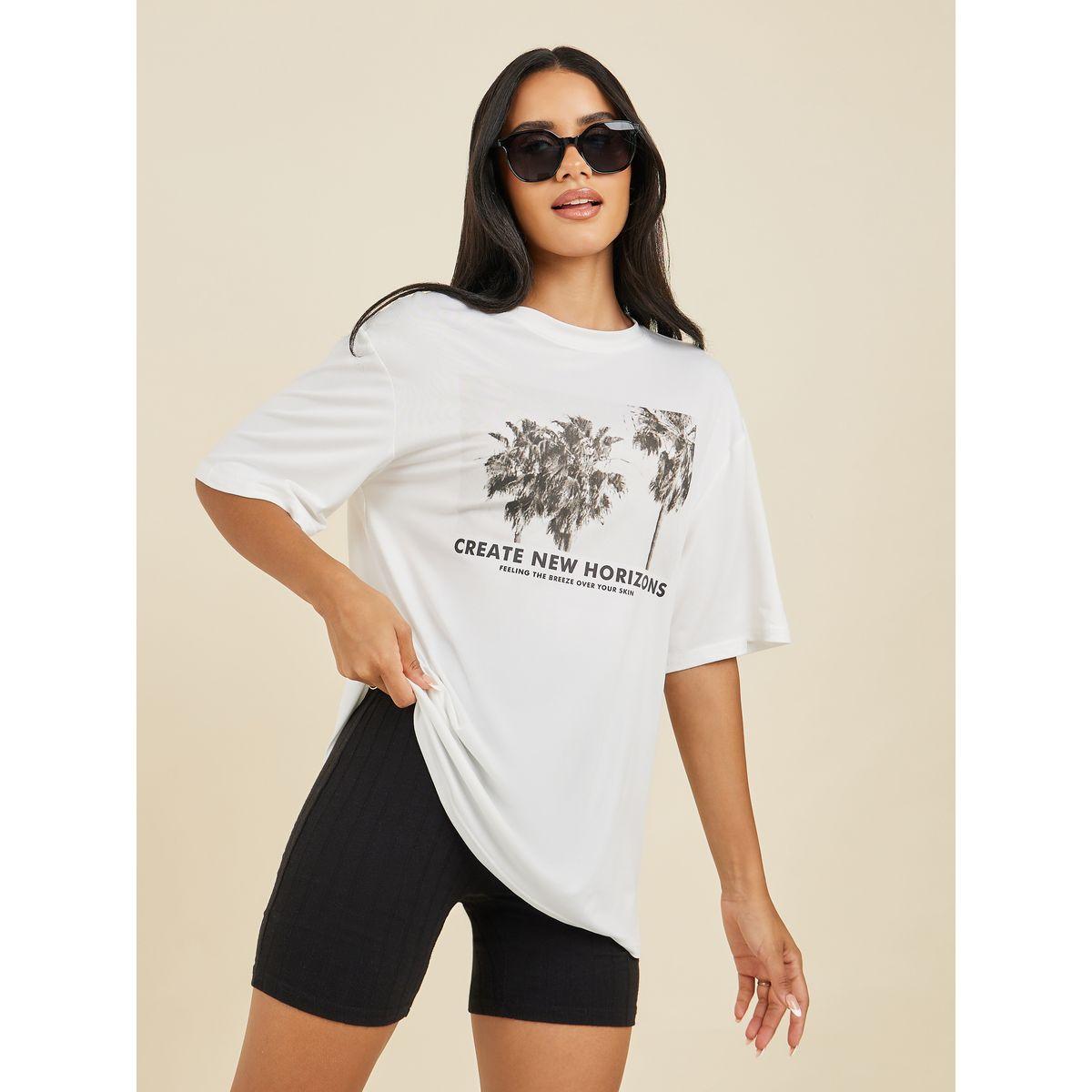 Styli Oversized Front Graphic Print Longline T-Shirt-women-clothing-tshirts-image-1