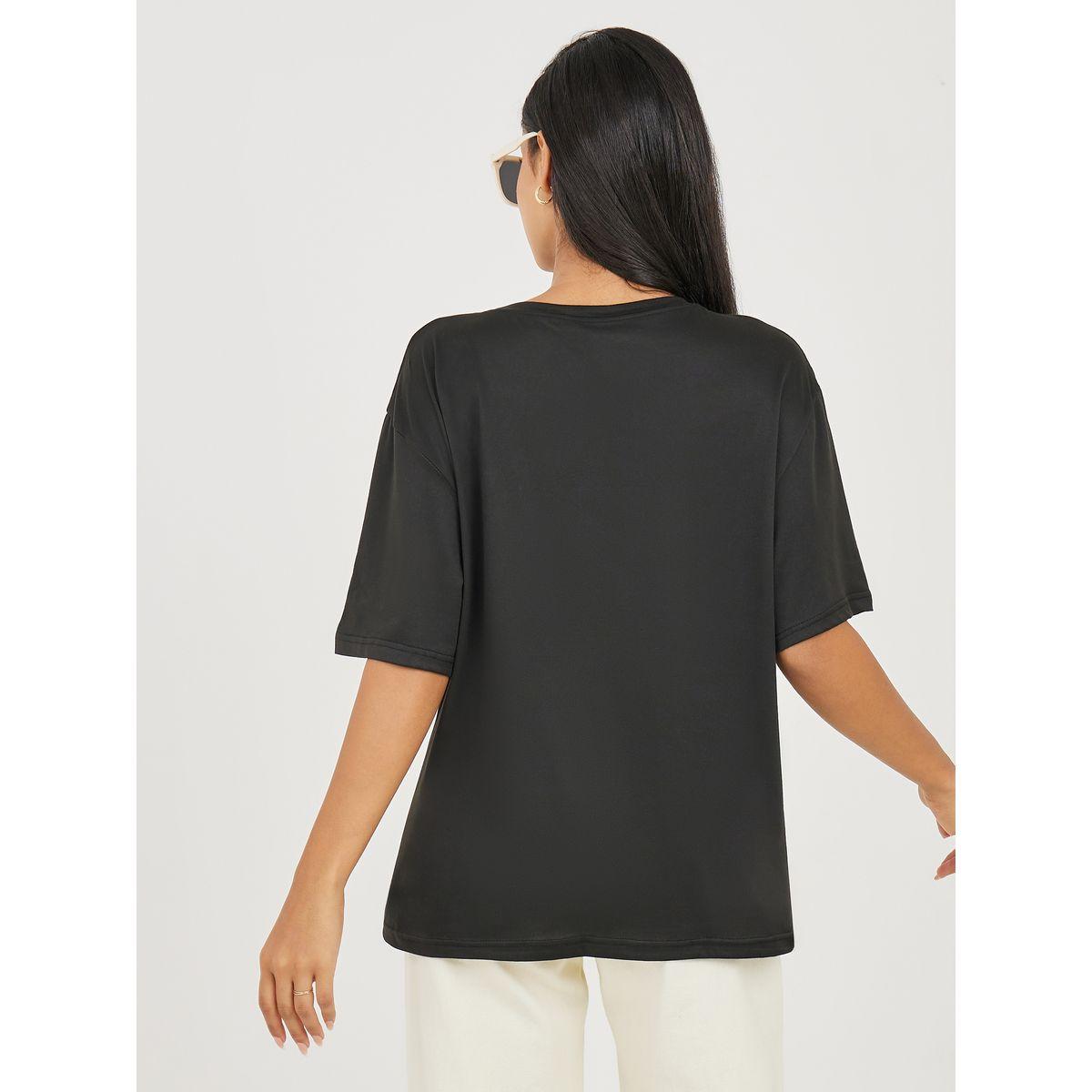 Styli Oversized Front Slogan Pocket Detail Longline T-Shirt-women-clothing-tshirts-image-4