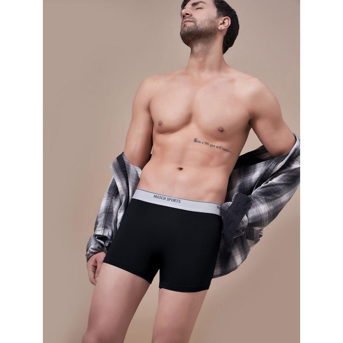 Masch Sports X Styli  Pack of 3 - Solid Trunks with Brand Text Waistband-men-clothing-innerwear-underwear-image-6