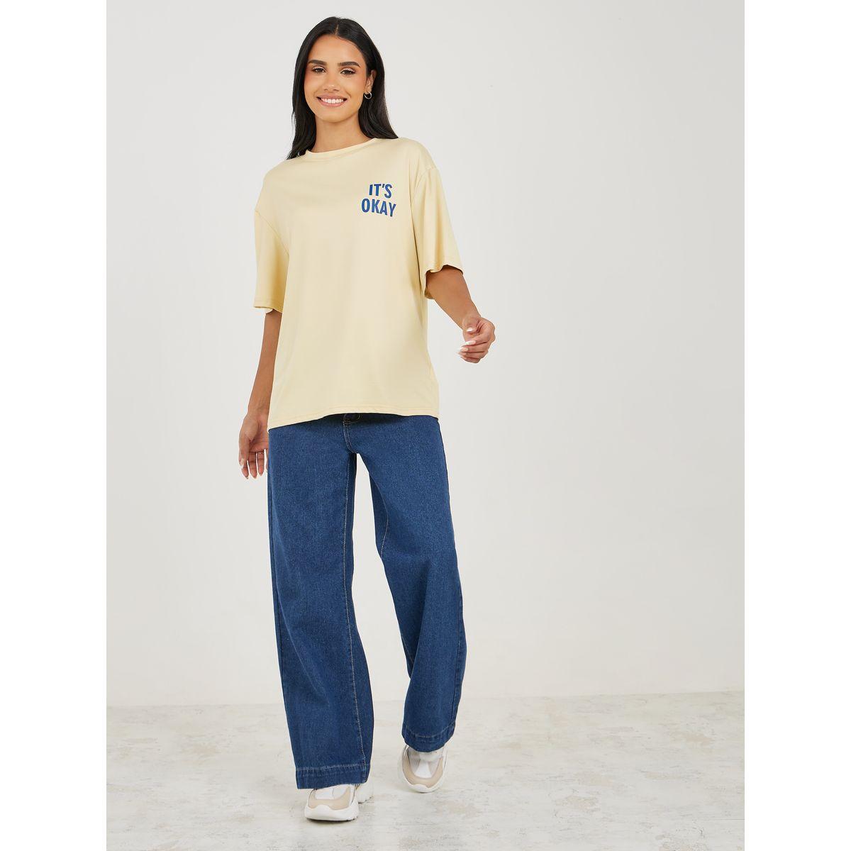 Styli Oversized It's Okay Slogan Print Longline T-Shirt-women-clothing-tshirts-image-2