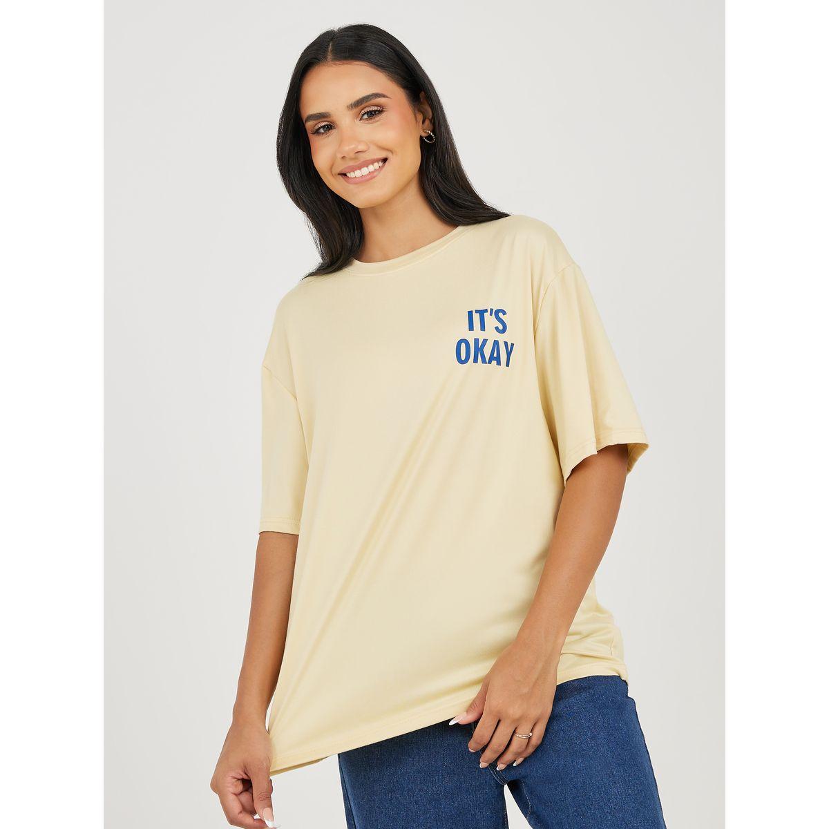 Styli Oversized It's Okay Slogan Print Longline T-Shirt-women-clothing-tshirts-image-3