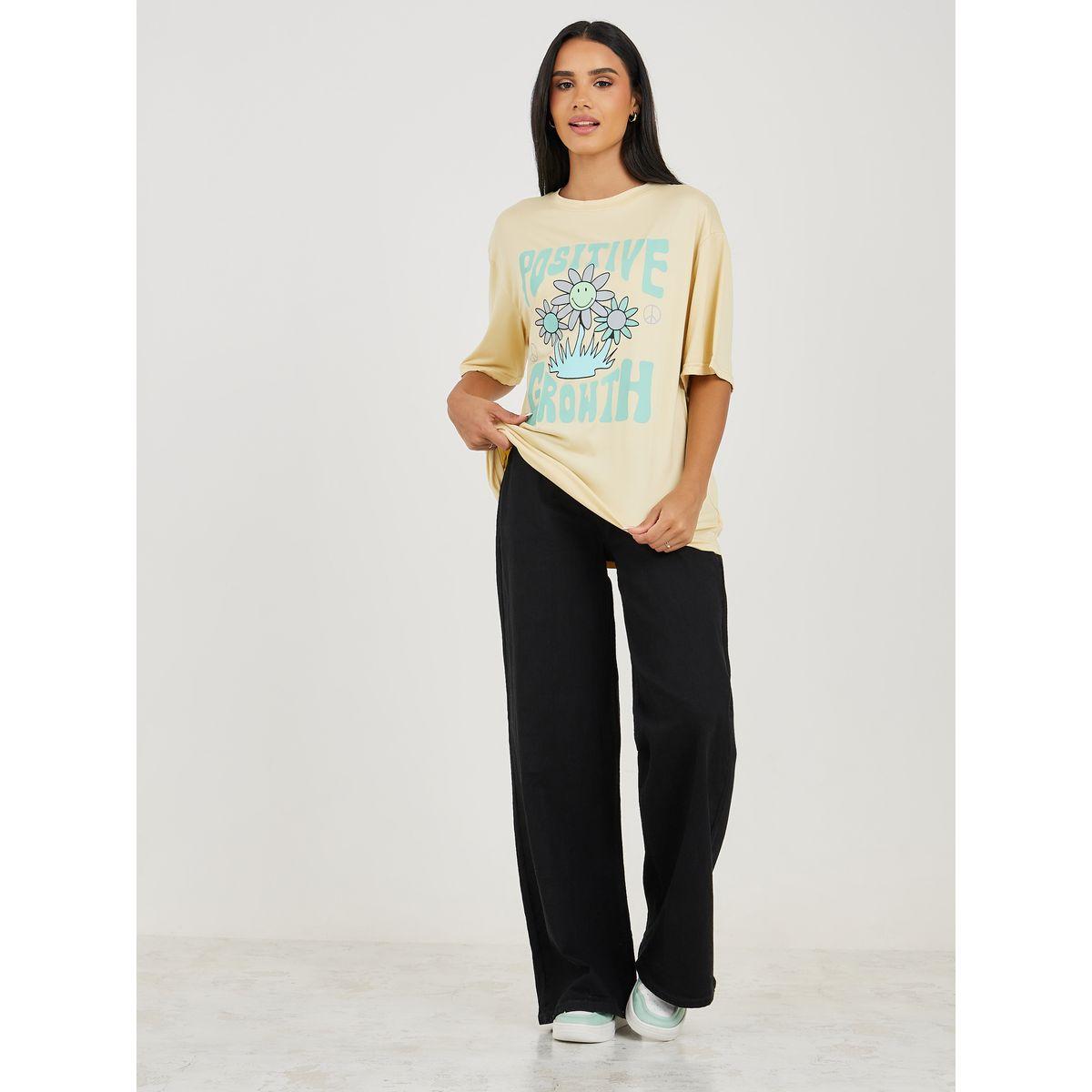 Styli Oversized Positive Growth Graphic Print T-Shirt-women-clothing-tshirts-image-2