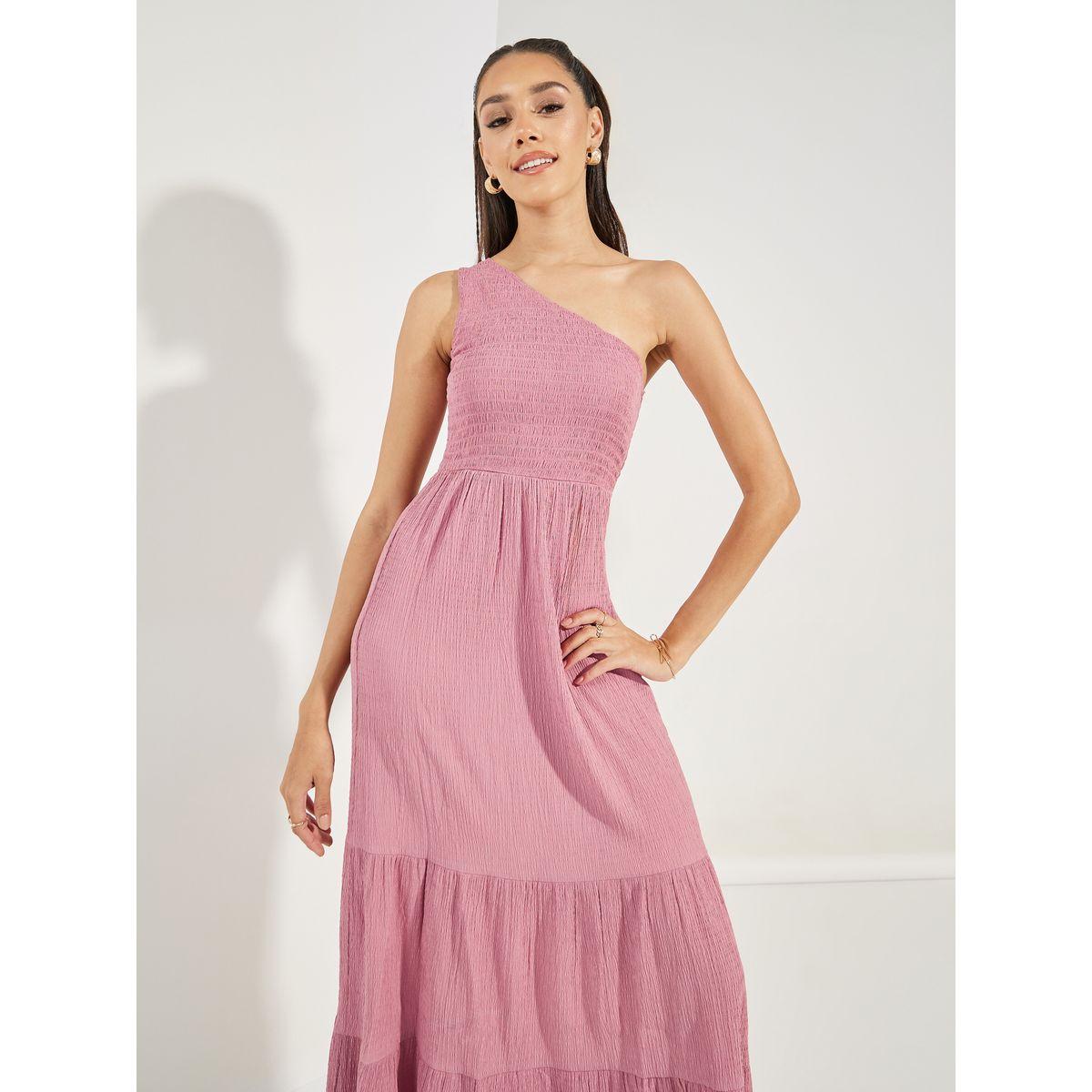 Styli Shirred One Shoulder Tiered Maxi Dress-women-clothing-dresses-image-2