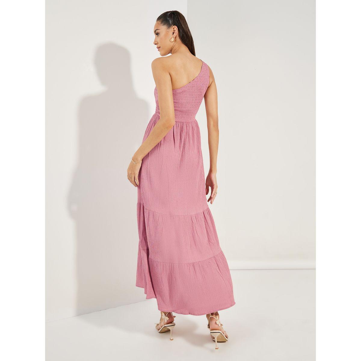 Styli Shirred One Shoulder Tiered Maxi Dress-women-clothing-dresses-image-4