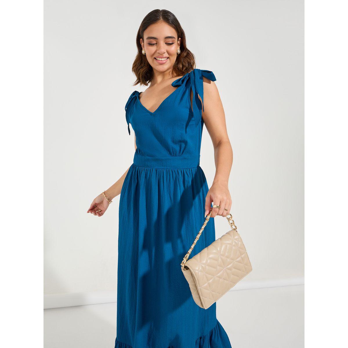 Styli Tie-Up Strap Textured Maxi Dress-women-clothing-dresses-image-5