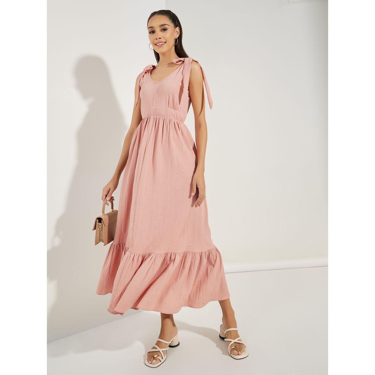 Styli Tie-Up Strap Textured Maxi Dress-women-clothing-dresses-image-1
