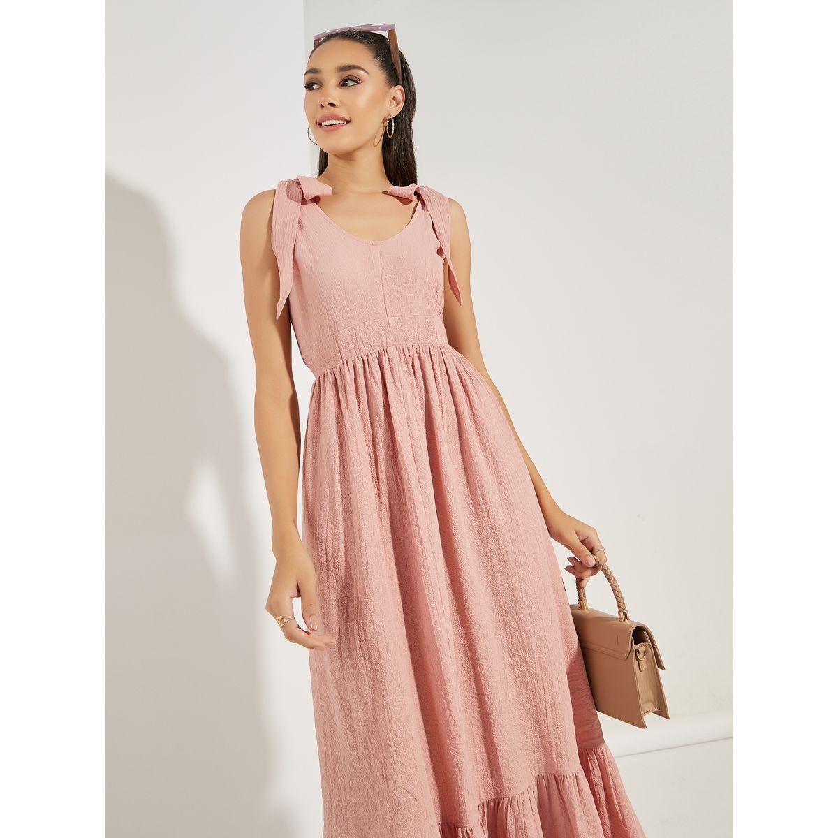 فستان طويل بتفاصيل بارزة الملمس مع اربطة-women-clothing-dresses-image-2