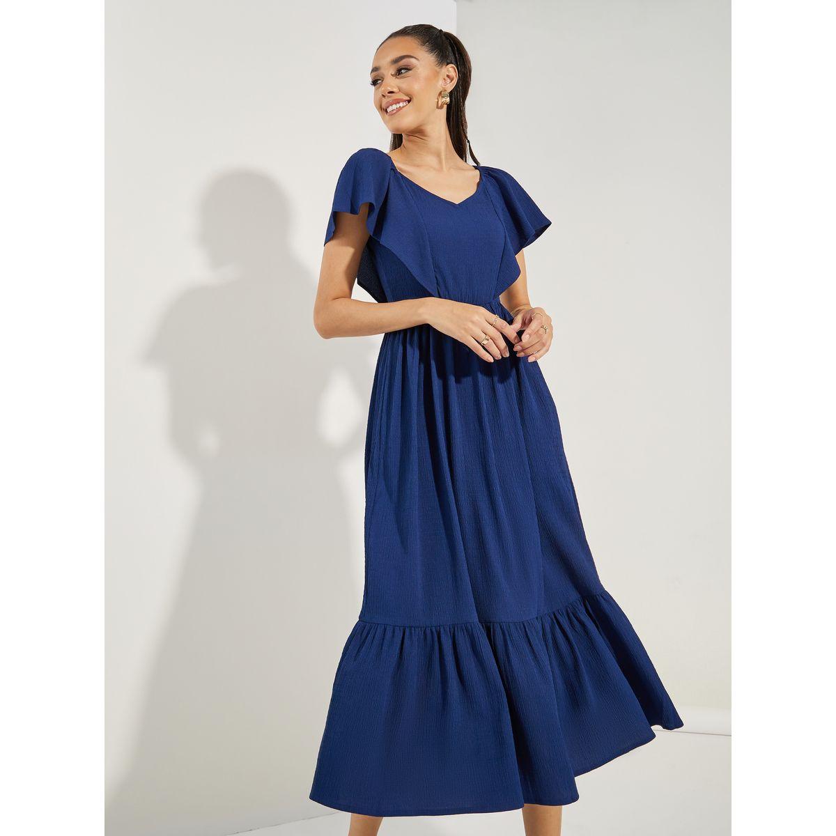 فستان ميدي بتفاصيل كشكش وكسرات-women-clothing-dresses-image-2