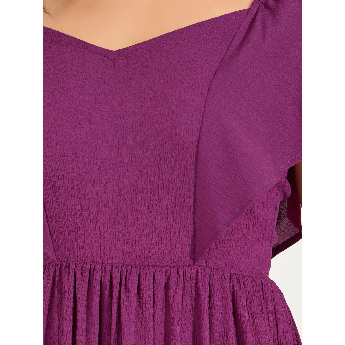 فستان ميدي بحافة واسعة وكتاف مزينة بكشكش-women-clothing-dresses-image-3